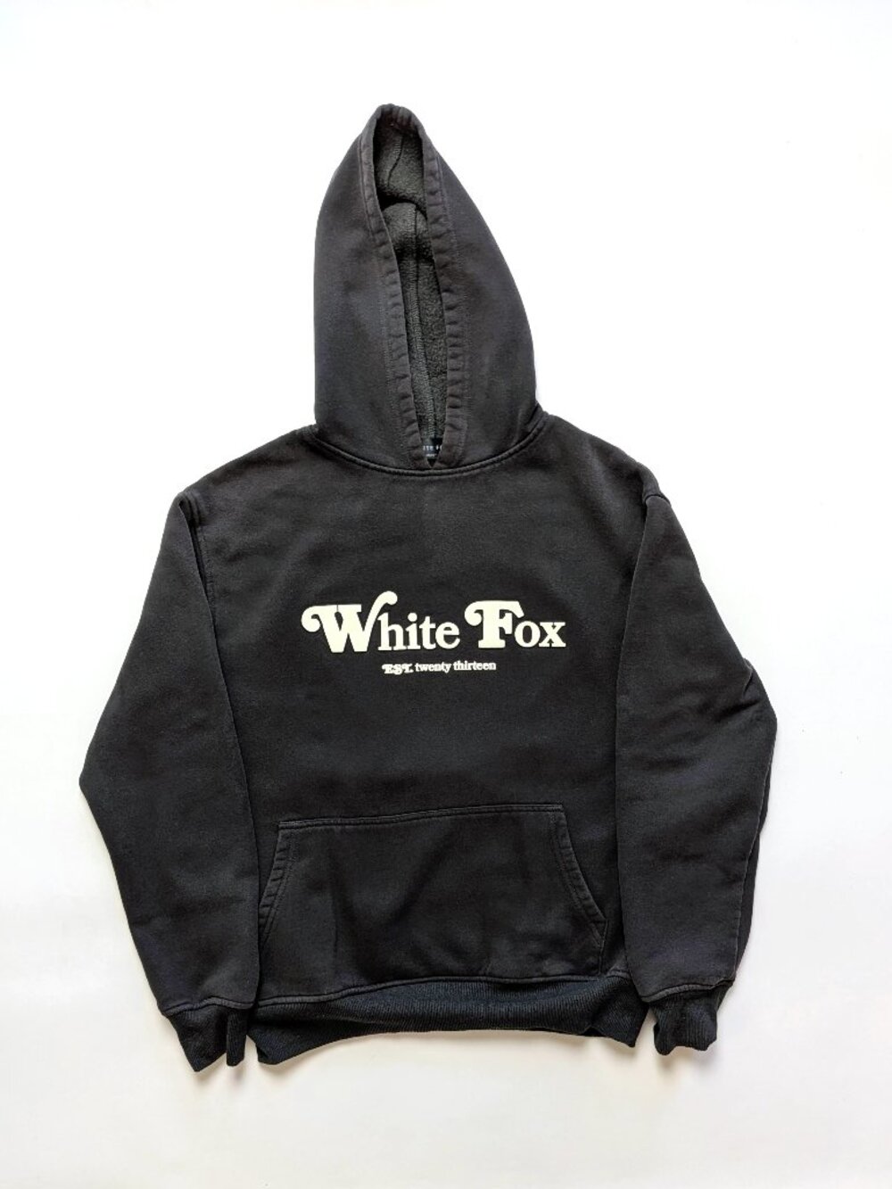 White Fox Boutique Twin Flame Hoodie Black Puff Print Size XS/S